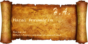 Hazai Annamária névjegykártya